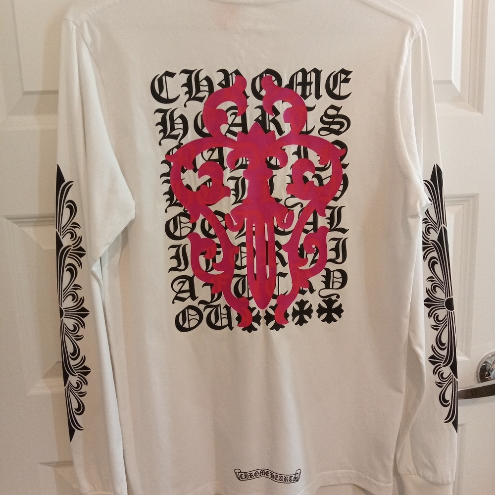 Chrome Hearts Eye Chart Dagger Long Sleeve White T-shirt